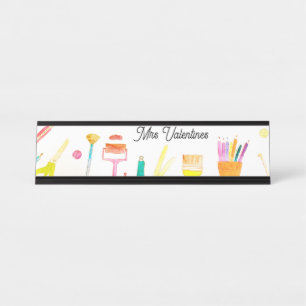 Bleistifte Aquarell Lehrer Schule Süß Modern Schreibtischnamensplakette