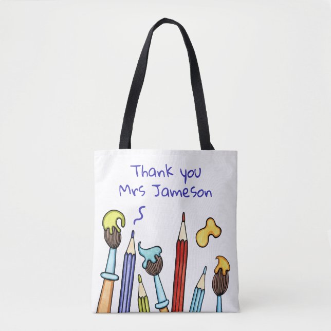 Bleistifte und Pinsel Vielen Dank Lehrer Geschenk Tasche (Vorderseite)