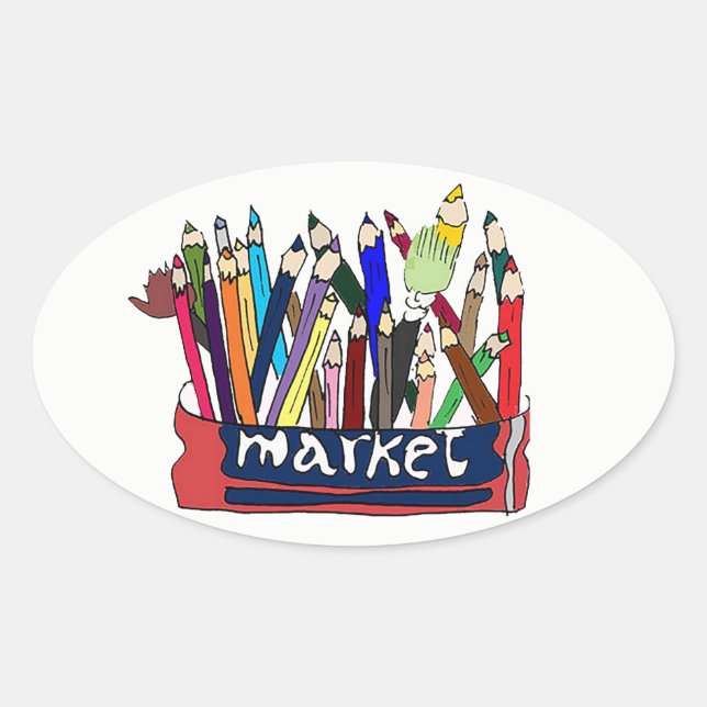 Bleistiftkleber Ovaler Aufkleber (Vorderseite)