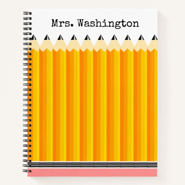 BleistiftNotebook des Lehrers mit Namen Notizbuch (Vorderseite)