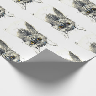 Bleistiftskizze der schwarzen Katze Geschenkpapier