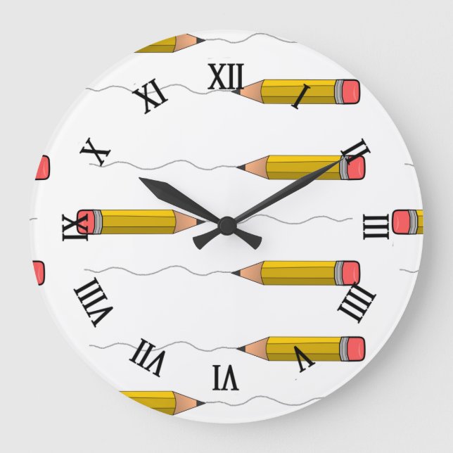 Bleistiftzähler auf weiß große wanduhr (Vorderseite)