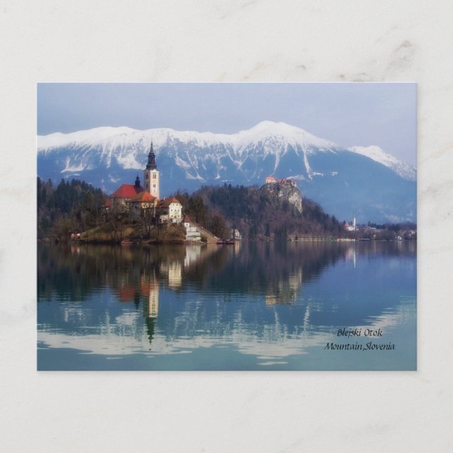 Blejski Otok Mountain, Slowenien Feiertagspostkarte (Vorderseite)