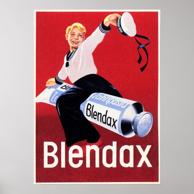 BLENDAX Toothpaste Lächeln Sailor Junge Alte Deuts Poster (Vorne)