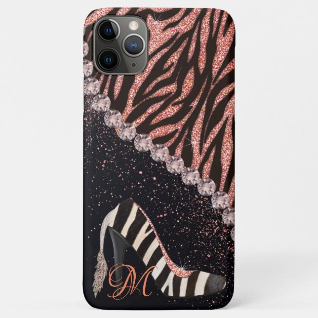 Blende Sparkle Diamond Glitzer Zebra Rose Gold Case-Mate iPhone Hülle (Rückseite)