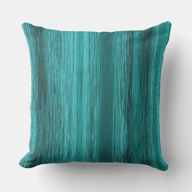 Blended Aquamarin Blue Green Stripes Kissen (Vorderseite)