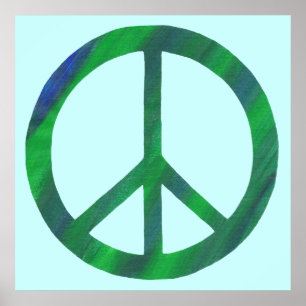 Blended Blue and Green Peace Sign Plakate