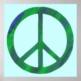 Blended Blue and Green Peace Sign Plakate
