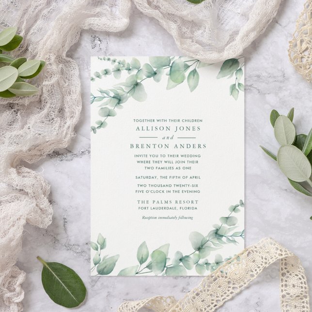 Blended Families Botanical Greenerity Wedding Einladung (Von Creator hochgeladen)