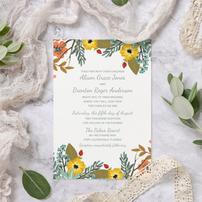 Blended Families Garden Floral Wedding Einladung (Von Creator hochgeladen)