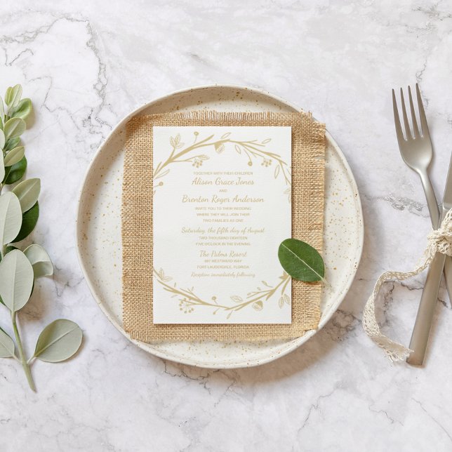 Blended Families Gold Wreath Wedding Einladung (Von Creator hochgeladen)