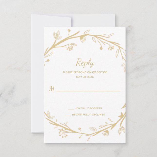 Blended Families Gold Wreath Wedding RSVP (Vorderseite)