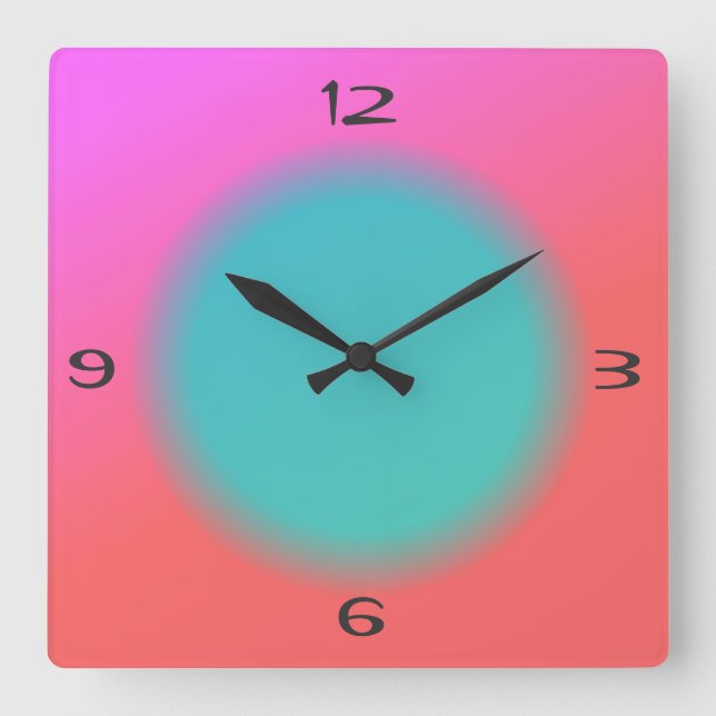 Blended Pink Orange, Green Center>Kitchenuhr Quadratische Wanduhr (Vorderseite)