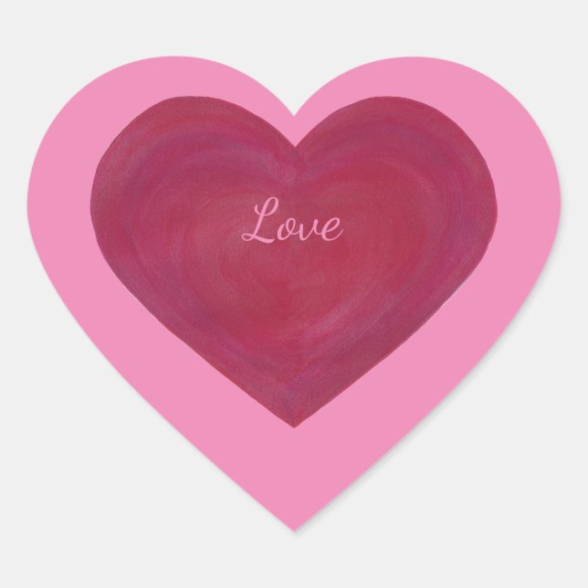 Blended Red and Pink Frosty Look Heart Stickers (Vorderseite)