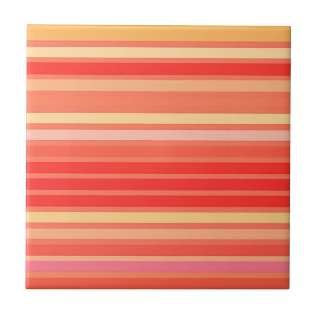 Blended Stripes, Farbtöne von Korallenorange Fliese (Vorderseite)