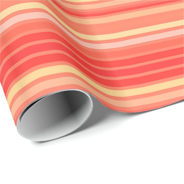 Blended Stripes, Farbtöne von Korallenorange Geschenkpapier (Rolleneckpunkt)