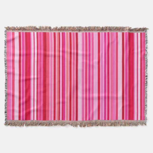 Blended Stripes, Fuchsia, Maroon und Pink Decke (Vorderseite)