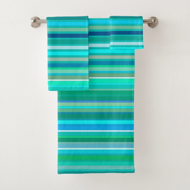 Blended Stripes, Ocean Blue und Türkis Badhandtuch Set (Insitu)