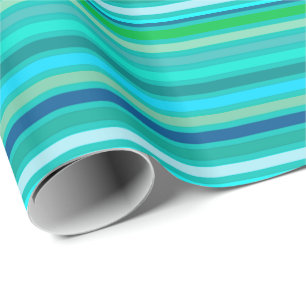 Blended Stripes, Ocean Blue und Türkis Geschenkpapier