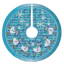 Blendende blaue Schneemann-Freunde Polyester Weihnachtsbaumdecke