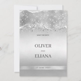 Blendender silberner Glitter Save-the-Date-Karten Einladung