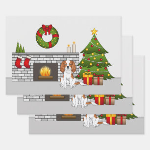 Blenheim Cavalier Dog in einem festlichen Weihnach Geschenkpapier Set