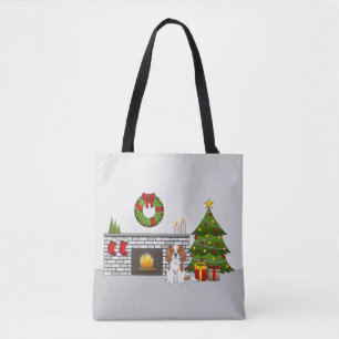 Blenheim Cavalier Dog in einem festlichen Weihnach Tasche
