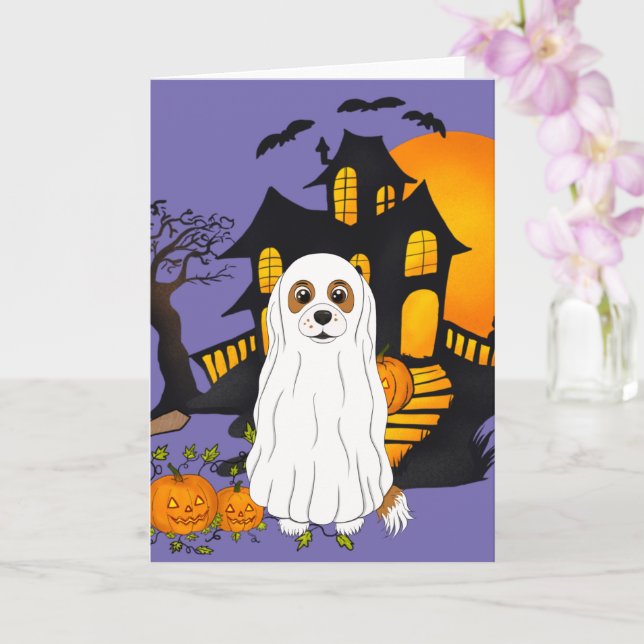 Blenheim Cavalier Ghost Halloween Karte (Orchidee)