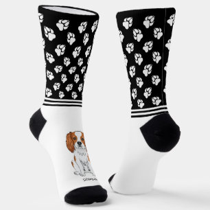 Blenheim Cavalier King Charles mit Namen und Pfote Socken