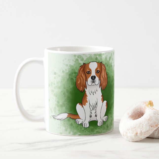 Blenheim Cavalier King Charles Spaniel auf Green Kaffeetasse (Mit Donut)