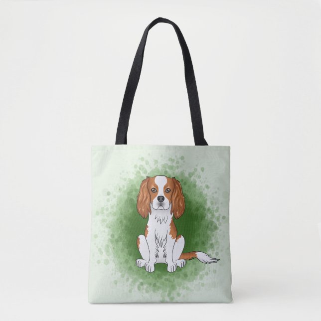Blenheim Cavalier King Charles Spaniel auf Green Tasche (Vorderseite)