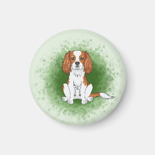 Blenheim Cavalier King Charles Spaniel auf Grün Magnet