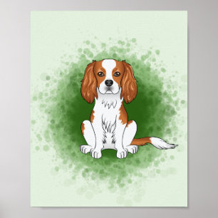Blenheim Cavalier King Charles Spaniel auf Grün Poster