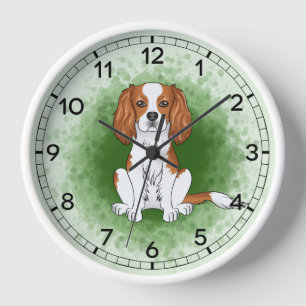 Blenheim Cavalier King Charles Spaniel auf grünem  Uhr