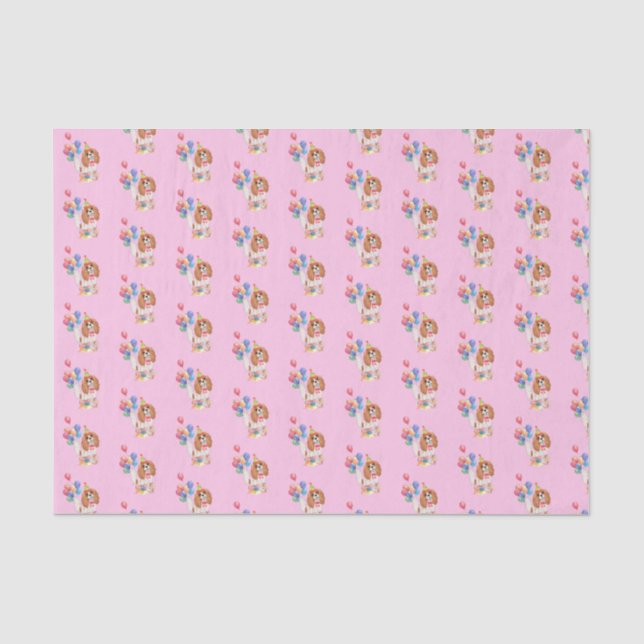 Blenheim Cavalier King Charles Spaniel Birthday   Seidenpapier (Vorderseite)
