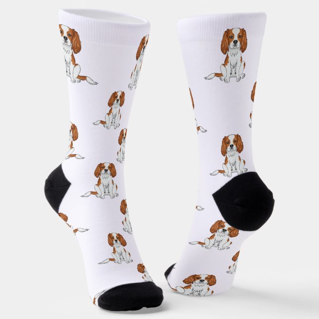 Blenheim Cavalier King Charles Spaniel Dog Pattern Socken (Gewinkelt)
