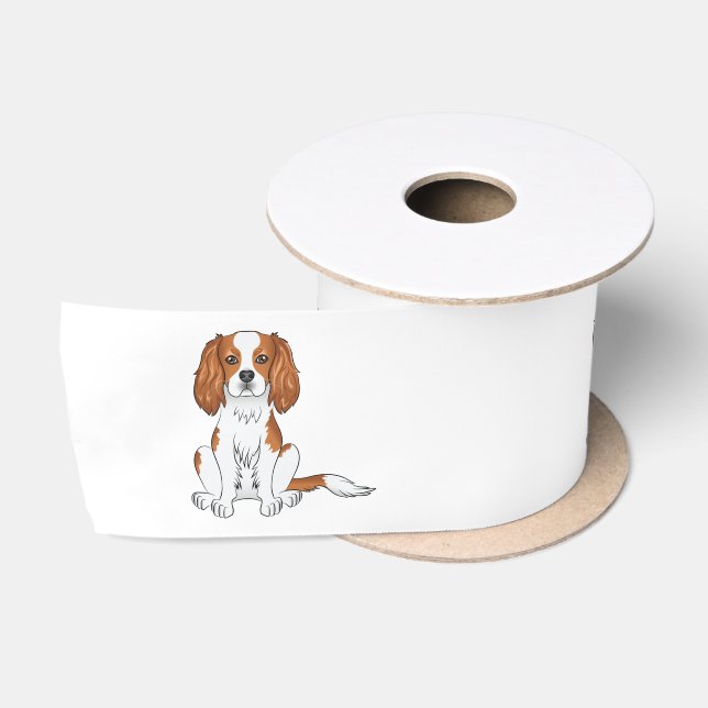 Blenheim Cavalier King Charles Spaniel Dog Sitzen Satinband (Spule)