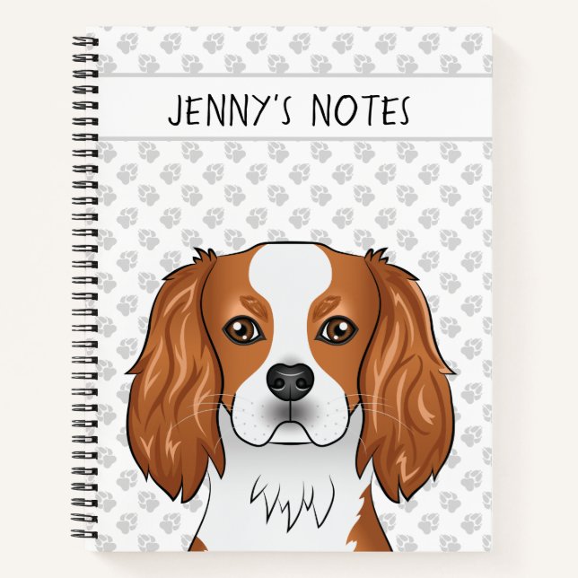 Blenheim Cavalier King Charles Spaniel Head & Text Notizbuch (Vorderseite)