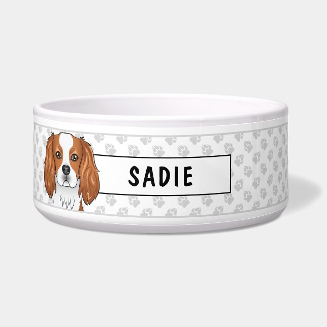 Blenheim Cavalier King Charles Spaniel & Paws Bowl Napf (Vorderseite)