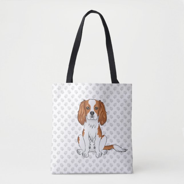 Blenheim Cavalier King Charles Spaniel & Paws Tasche (Vorderseite)