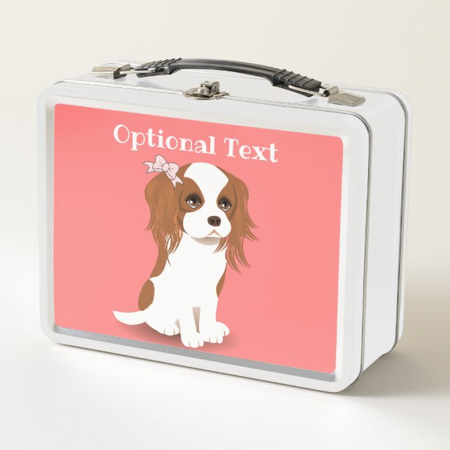 Blenheim Cavalier King Charles Spaniel Pink Metall Brotdose (Vorderseite)