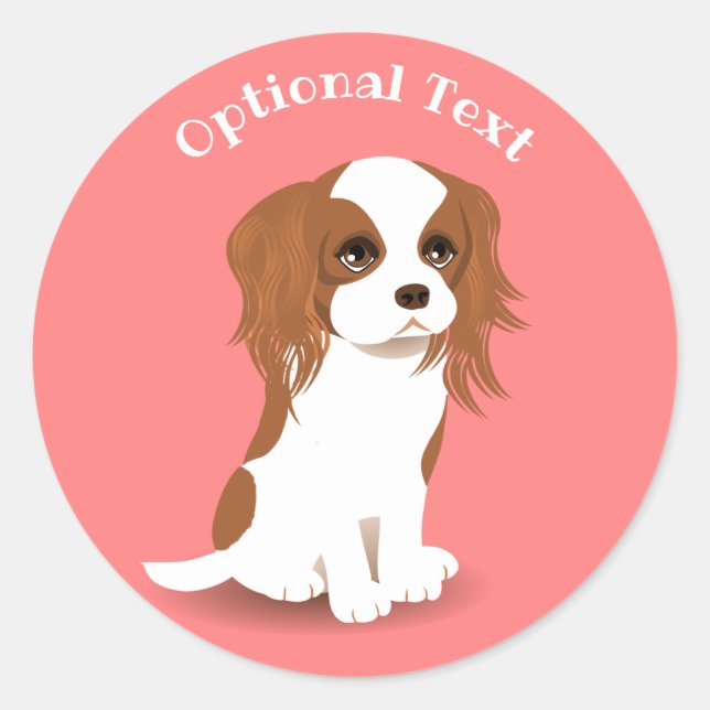 Blenheim Cavalier King Charles Spaniel Pink Runder Aufkleber (Vorderseite)
