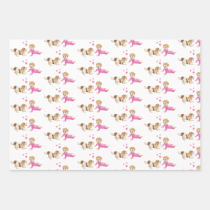 Blenheim Cavalier King Charles Spaniel und Baby Geschenkpapier Set