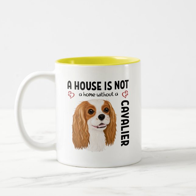 Blenheim Cavalier King Charles Spaniel  Zweifarbige Tasse (Links)