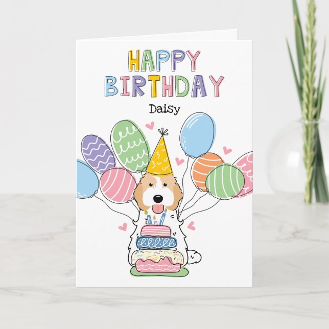Blenheim Cockapoo Cavapoo Dog Happy Birthday Karte (Vorderseite)