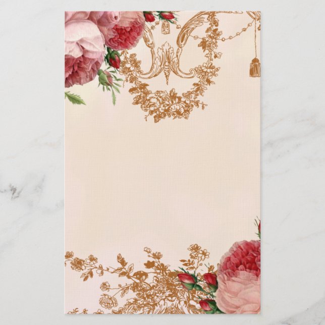 Blenheim Rose - Blumenblatt-Rosa - persönlich Briefpapier (Vorderseite)