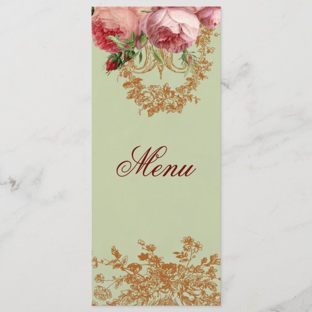Blenheim Rose - Elegantes Menü auf der Speisekarte Menükarte (Vorderseite)