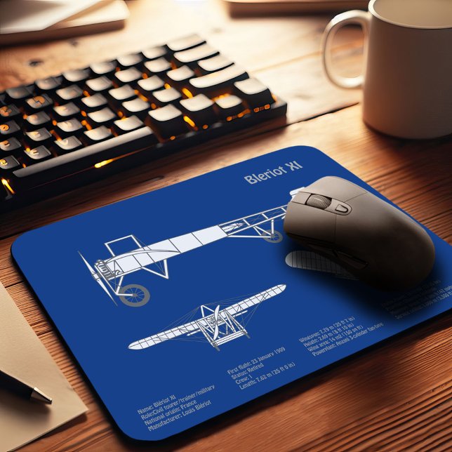Bleriot XI - Flugzeugkonzeption Zeichnend Pläne AB Mousepad (Von Creator hochgeladen)