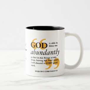 BLESS ABUNDANTLY 2 Cor 9 8 Positive Bestätigung Zweifarbige Tasse
