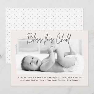 Bless diesem Kind trostlose Creme Christening Tauf Einladung